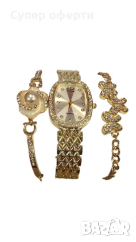 Луксозен комплект часовник и гривни – съвършеното съчетание на елегантност и стил, снимка 4 - Дамски - 48682745