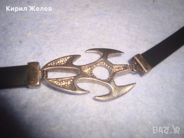 РОКАДЖИЙСКА СРЕБЪРНА МОДНА АРТ ГРИВНА СРЕБРО925 със СИЛИКОНОВА КАИШКА БУТИКОВО БИЖУ 27380, снимка 9 - Гривни - 36828746