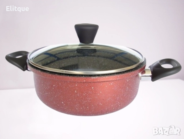 Тенджера Rosberg R51318G22, 22/24/26 см., Мраморно покр., Индукция, Бордо меланж, снимка 5 - Съдове за готвене - 52889063