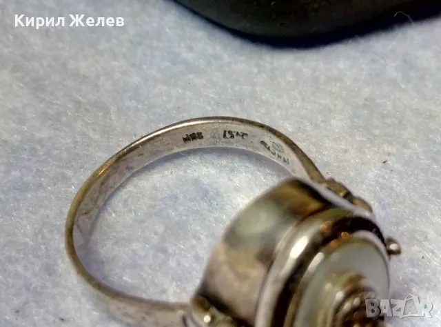 Старинен СЕДЕФЕН СРЕБЪРЕН ПРЪСТЕН СРЕБРО ВИСОКА ПРОБА с 3 ПЕЧАТА и МИНИАТЮРЕН НАТУРАЛЕН РУБИН 49991, снимка 12 - Антикварни и старинни предмети - 49294855