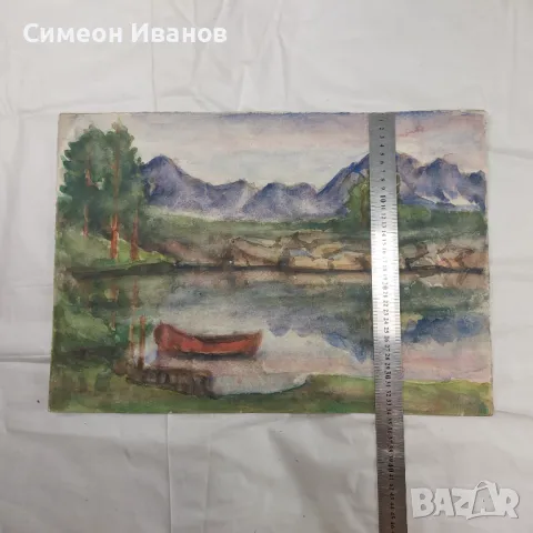 Интересна стара картина акварел SG2021, снимка 7 - Картини - 47577008