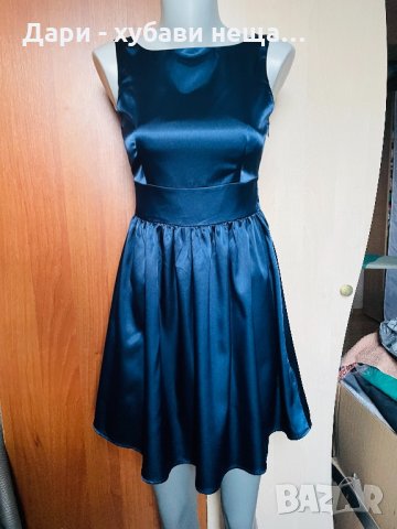 Парти рокля в синьо, от сатен👗❤️XS,S❤️👗арт.3015