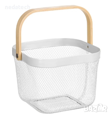 Метална квадратна кошница за съхранение, Бял, 24,5x24,5x18 см., снимка 3 - Кутии за съхранение - 51256838