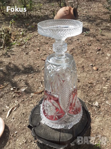 Голяма кристална ваза Бохемия, снимка 7 - Антикварни и старинни предмети - 50919191