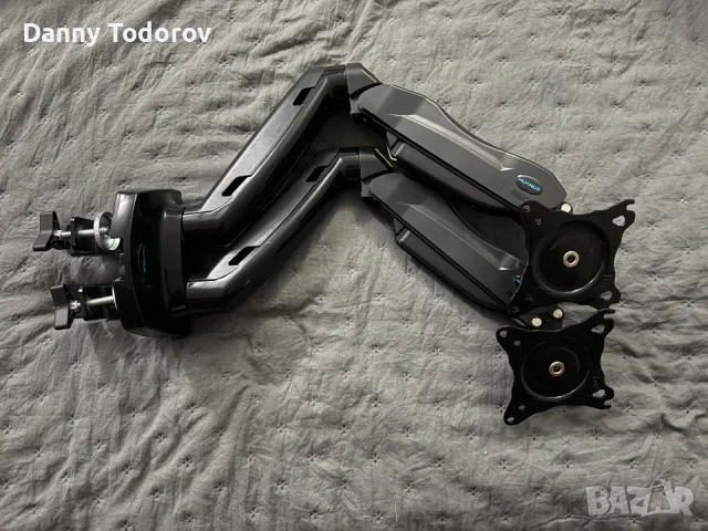 Двойна стойка за монитори с газов амортисьор HUANUO (VESA 75/100)