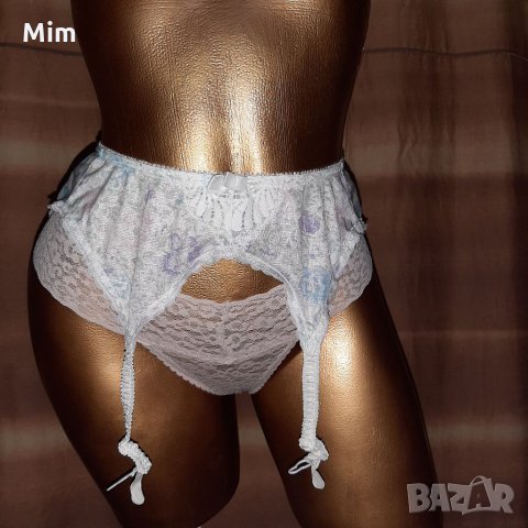 Бял със светло сини цветя колан с жартиери , снимка 2 - Бельо - 35327395