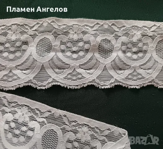 дантела със силиконов гръб, еластична ликра, коприна. 