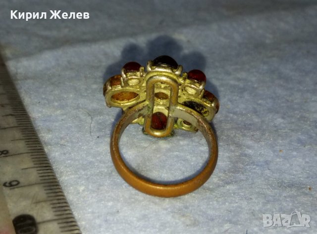 ПРЕКРАСЕН СТАР КЕХЛИБАРЕН МЕДЕН СКЪПОЦЕНЕН РЕТРО ПРЪСТЕН 27576, снимка 4 - Антикварни и старинни предмети - 42116400