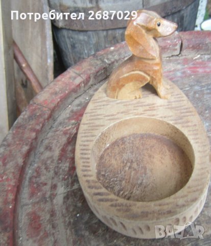 куче дакел стар дървен пепелник с фигура, снимка 5 - Статуетки - 32124994
