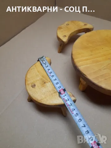 Комплект Ръчно Изработен Стар Макет На  Софра С Трикраки Столчета., снимка 9 - Антикварни и старинни предмети - 48057717