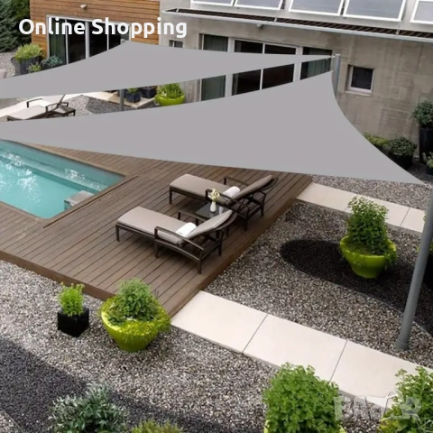 Водонепромокаема триъгълна Тента - сенник за градина или басейн 3х3х3