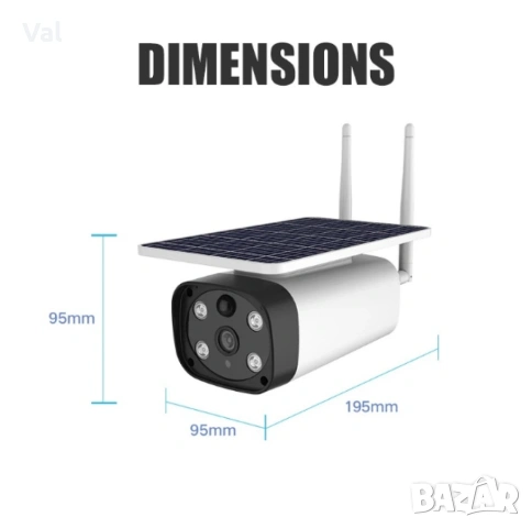 Външна соларна Wifi камера с ниска мощност ден и нощ, снимка 4 - HD камери - 54274581