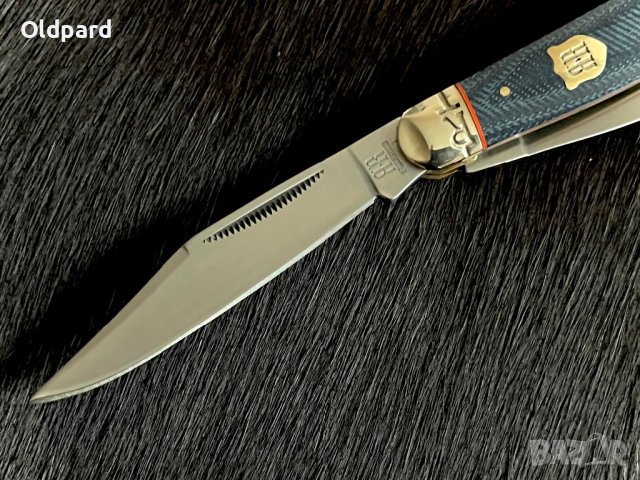 Колекционерски джобен сгъваем нож с три остриета RR Stockman Denim Micarta. (RR2344), снимка 4 - Ножове - 44296644