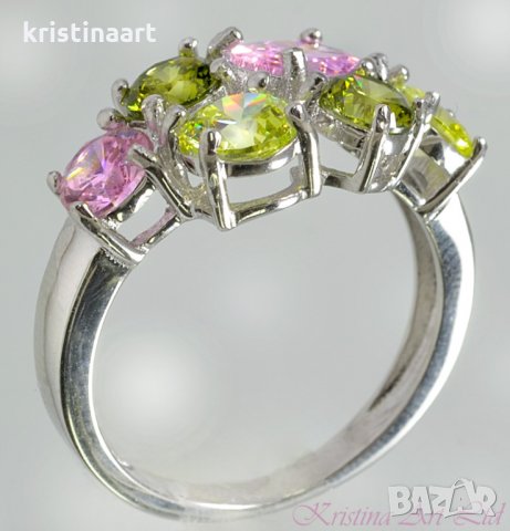 Сребърен пръстен проба 925 със Сваровски кристали 