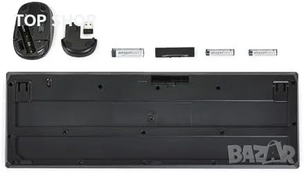 Нова Черна Безжична Клавиатура и Мишка Amazon Basics 2.4 GHz, Включени Батерии, снимка 3 - Клавиатури и мишки - 49956831