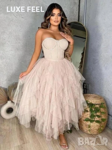 💎Дамски Рокли - Перли и Тюл, снимка 2 - Рокли - 53260071