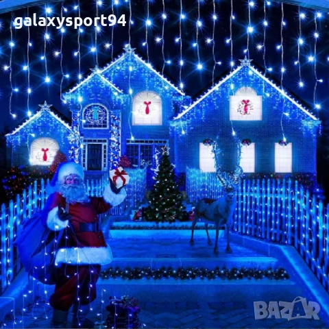 LED Топло бяла Светеща завеса 12метра х 60см с Флаш Ефект тип Висулка, снимка 3 - Лед осветление - 51645671