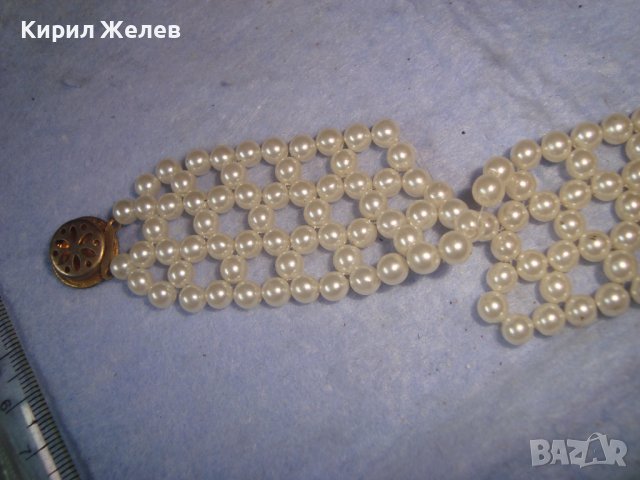 СТАРА ПЕРЛЕН ТИП МЪНИСТЕНА РЕТРО АР НУВО СТИЛ ГРИВНА с ПОЗЛАТЕНА ЗАКОПЧАЛКА 8962, снимка 6 - Гривни - 37072439