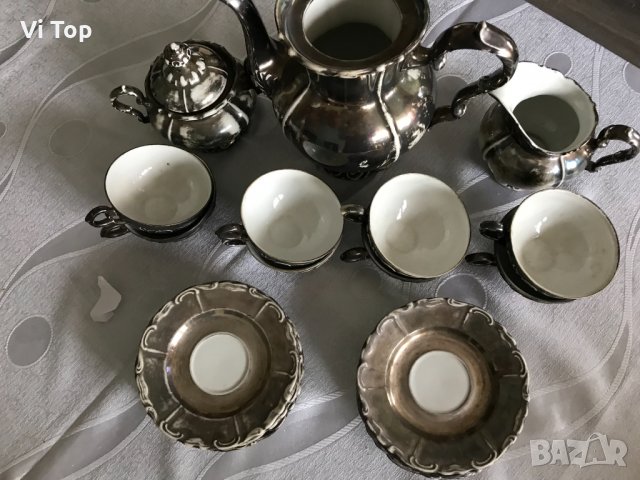 Немски костен порцелан посребрен ,1900г , снимка 11 - Сервизи - 34293935