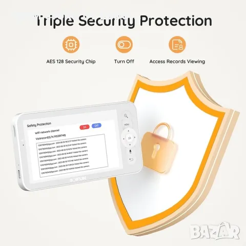 BOIFUN видео бебефон, 5'' 1080P, детекция на движение и звук, нощно виждане, двупосочен, снимка 6 - Бебефони - 49272076