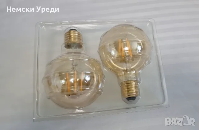 LED филаментна крушка G80 Декоративна сферична крушка ES E27 2700K 2x 6W , снимка 3 - Лед осветление - 50352658