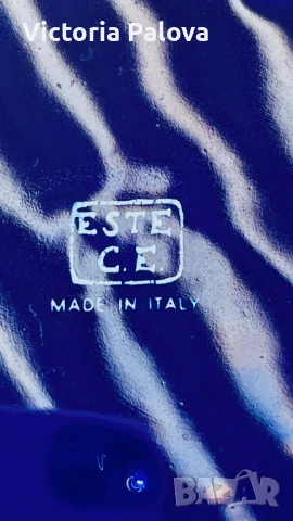 Големи стъклени кобалтови чинии- плата ESTE C.E. Италия, снимка 3 - Антикварни и старинни предмети - 51424239