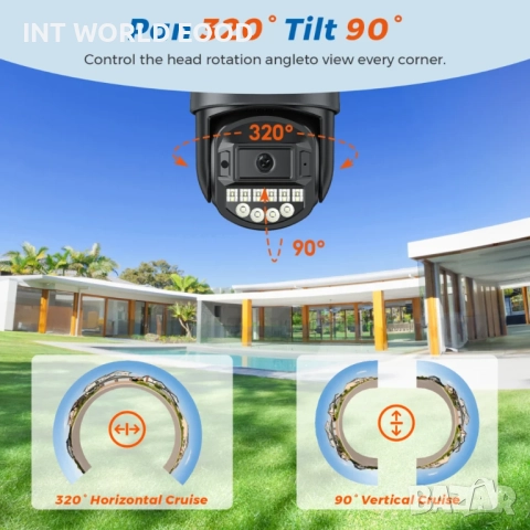 5K 10MP HD IP WiFi PTZ Kамера Двоен обектив с двоен екран AI автоматично проследяване P2P O-KAM APP, снимка 9 - IP камери - 52063369