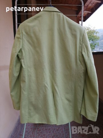 Мъжко маслено зелено ленено сако Victorio Rossi - L размер, снимка 2 - Сака - 34401600