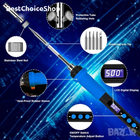 Комплект за запояване с LCD дисплей и регулируема температура, снимка 2 - Друга електроника - 53145082