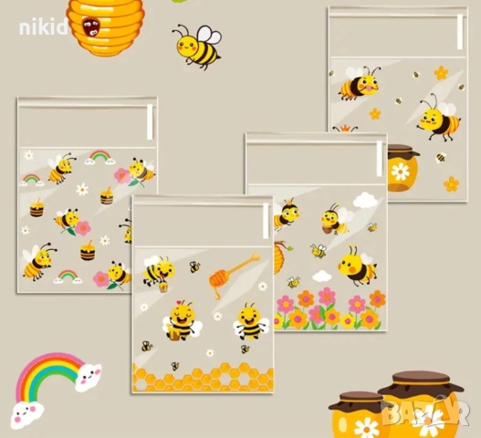 50 бр микс коледни прозрачни опаковъчни пликчета торбички за дребни сладки ръчна изработка, снимка 3 - Други - 52969294