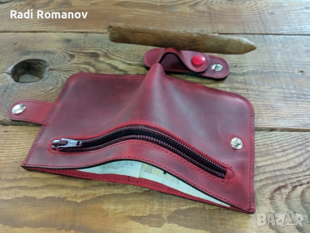 Ръчно изработен мъжки кожен портфейл , снимка 6 - Портфейли, портмонета - 52036075