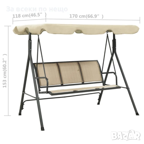 Градинска люлка с навес, антрацит и пясък Код P863, снимка 7 - Градински мебели, декорация  - 50993556