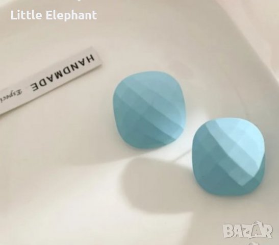 Sale Сребърни обеци правоъгълници,light blue,колекция"Summer vibes"/нови