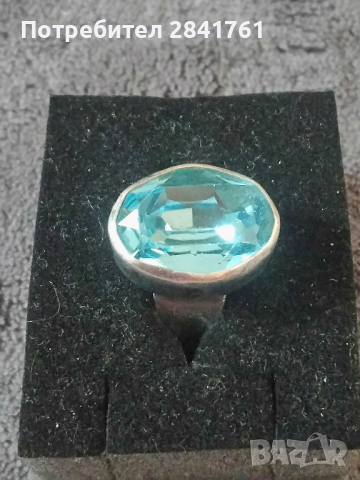 Сребърен пръстен със син камък, снимка 3 - Пръстени - 44014070