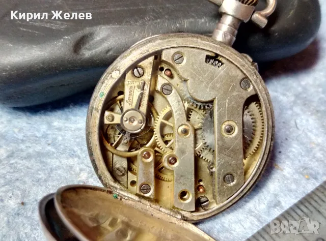Стар ПОЗЛАТЕН СРЕБЪРЕН ДЖОБЕН ЧАСОВНИК с РУБИНИ СРЕБРО 800 ФЛОРАЛНО ОРНАМЕНТИРАН КАПАК 48406, снимка 7 - Антикварни и старинни предмети - 48006330