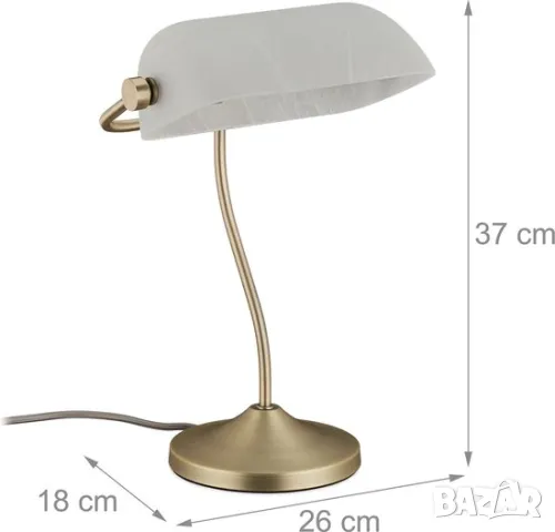 Банкерска лампа  - бял абажур - нотариална лампа E14, снимка 2 - Настолни лампи - 47961858