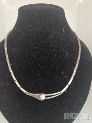 Сребърно колие с камък #19ХО, снимка 1