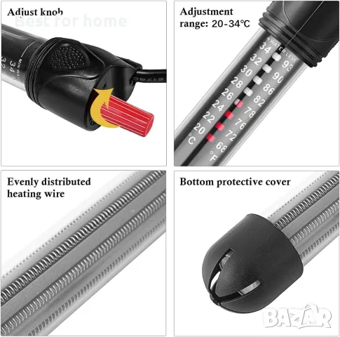 HITOP HP-608 300W потопяем и регулируем нагревател за аквариум с термометър и вендузи, снимка 3 - Оборудване за аквариуми - 55876111