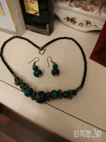 Стар италиански лот ,малахит ,мурано ,оникс , снимка 3 - Бижутерийни комплекти - 48473555