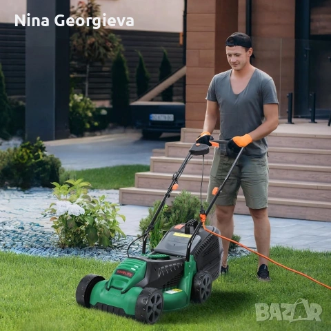 Електрическа косачка за трева 1600W – 32 см, 30L кош, 3 нива на косене