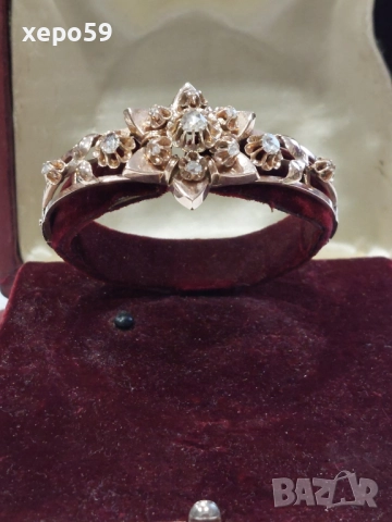 Автентична Руска златна дамска гривна с инкрустирани множество диаманти,злато 14 карата(56),19 век, снимка 17 - Гривни - 52682528