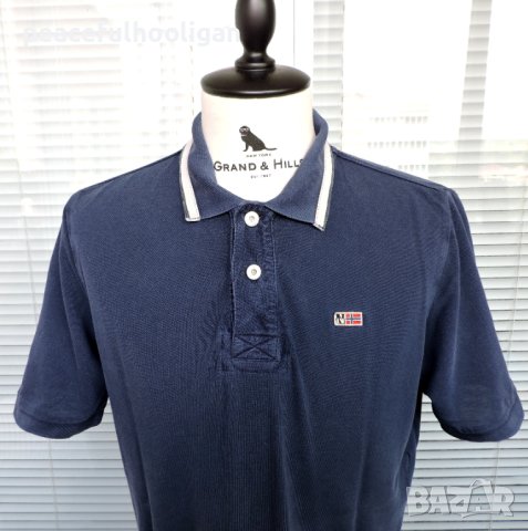 Napapijri Men`s Navy Blue Collared Short Sleeve Casual Polo T-Shirt Size L, снимка 2 - Тениски - 44356673