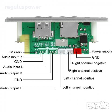 МП 3 плеър 2*25 W,DC 6V-12V, модул за вграждане с Bluetooth 5.0,Sd/USB/AUX)REC, снимка 3 - MP3 и MP4 плеъри - 36864995