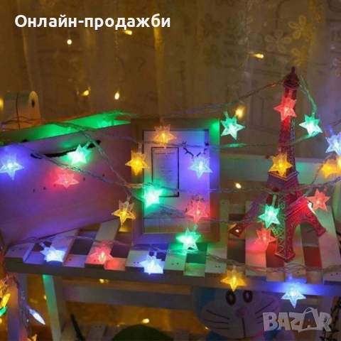 Светещи Коледни LED лампички със звездички , снимка 5 - Лед осветление - 51982776