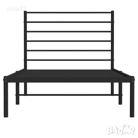 vidaXL Метална рамка за легло с горна табла, черна, 75x190 см, снимка 6 - Спални и легла - 56147228
