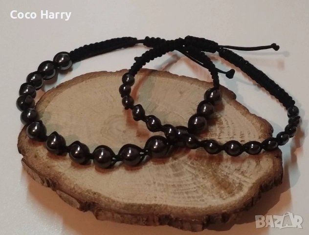 Гривни за двойки с Хематит,ръчно изработени, снимка 2 - Рокли - 53054910