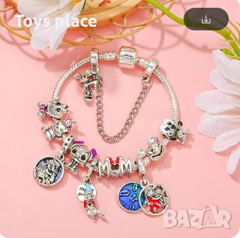 Disney Гривна тип Пандора с Талисмани Лило и Стич Lilo and Stitch Minnie mouse Мини Маус , снимка 6 - Гривни - 51725791