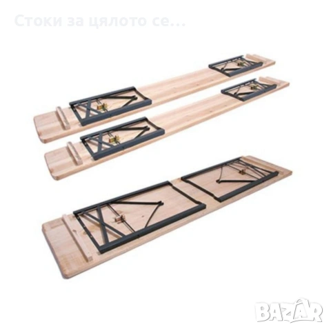 Сгъваем комплект градинска маса с 2 пейки - От чамово дърво, снимка 4 - Градински мебели, декорация  - 54145397