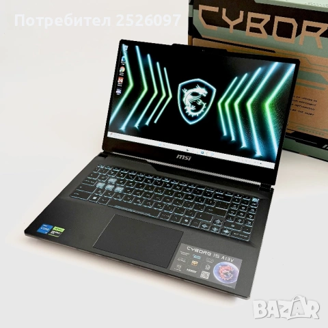 MSI Cyborg 15/144Hz/i5-13420H/RTX 4060/16GB 5200Hz/512GB NVMe, снимка 2 - Лаптопи за игри - 54166642