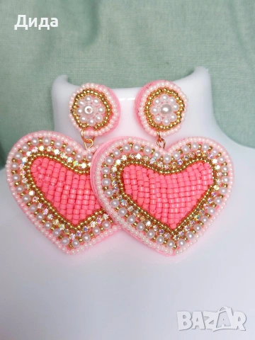 Красиви обеци - "Розово сърце"